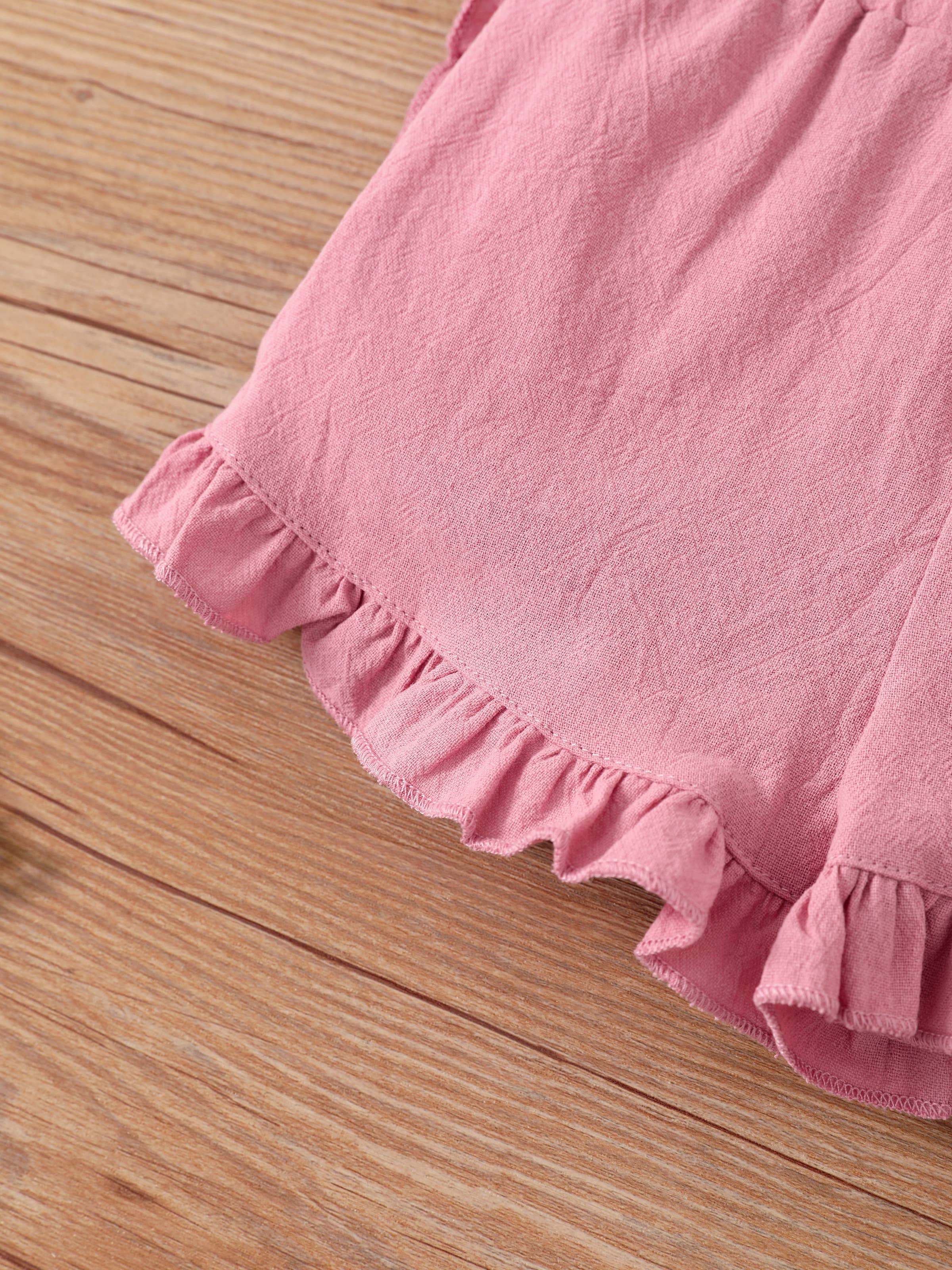 Pink Cotton Ruffle Trim Baby Girl Shorts