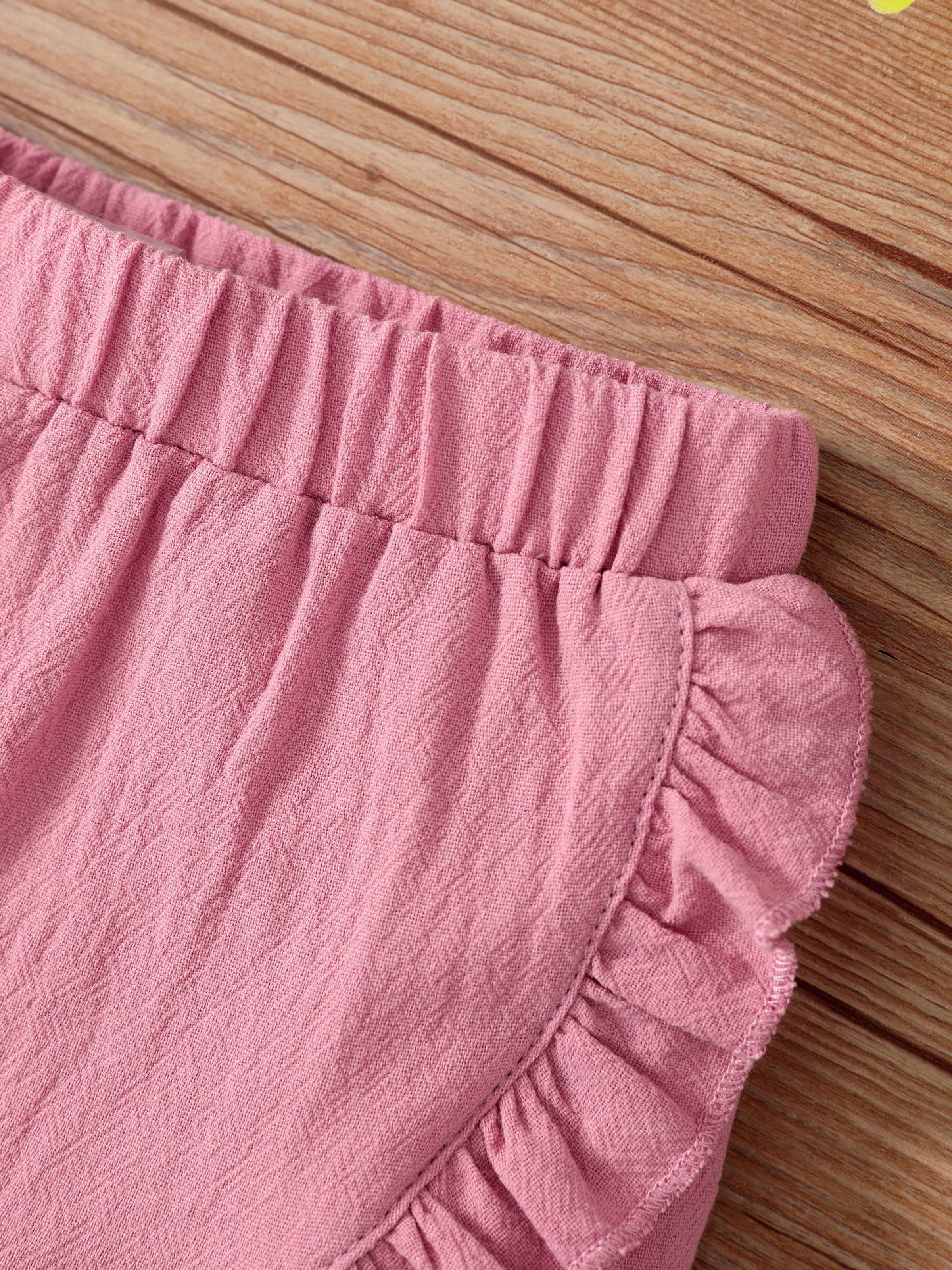 Pink Cotton Ruffle Trim Baby Girl Shorts