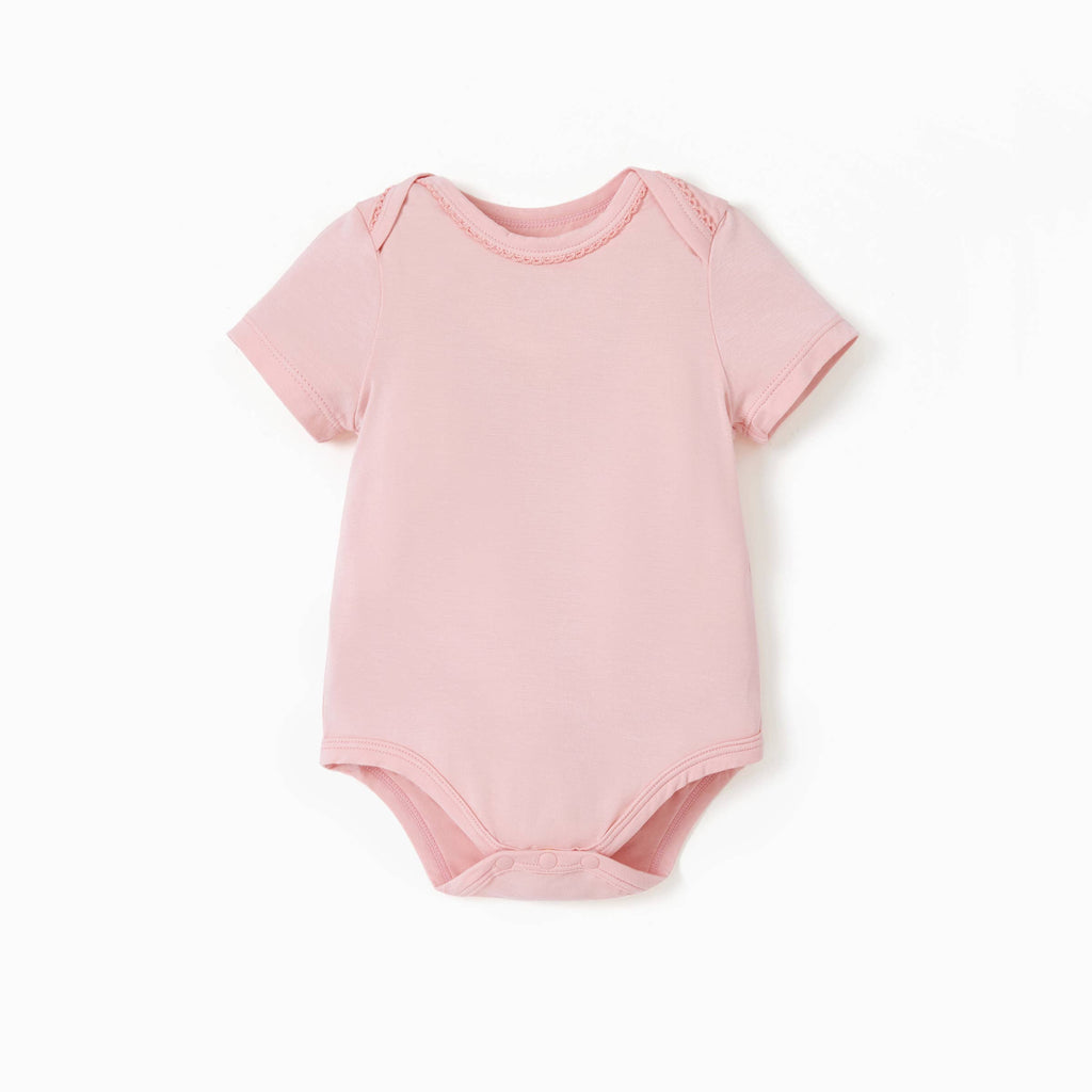 2-Pack Bamboo Pink Solid & Floral Printed Bodysuits