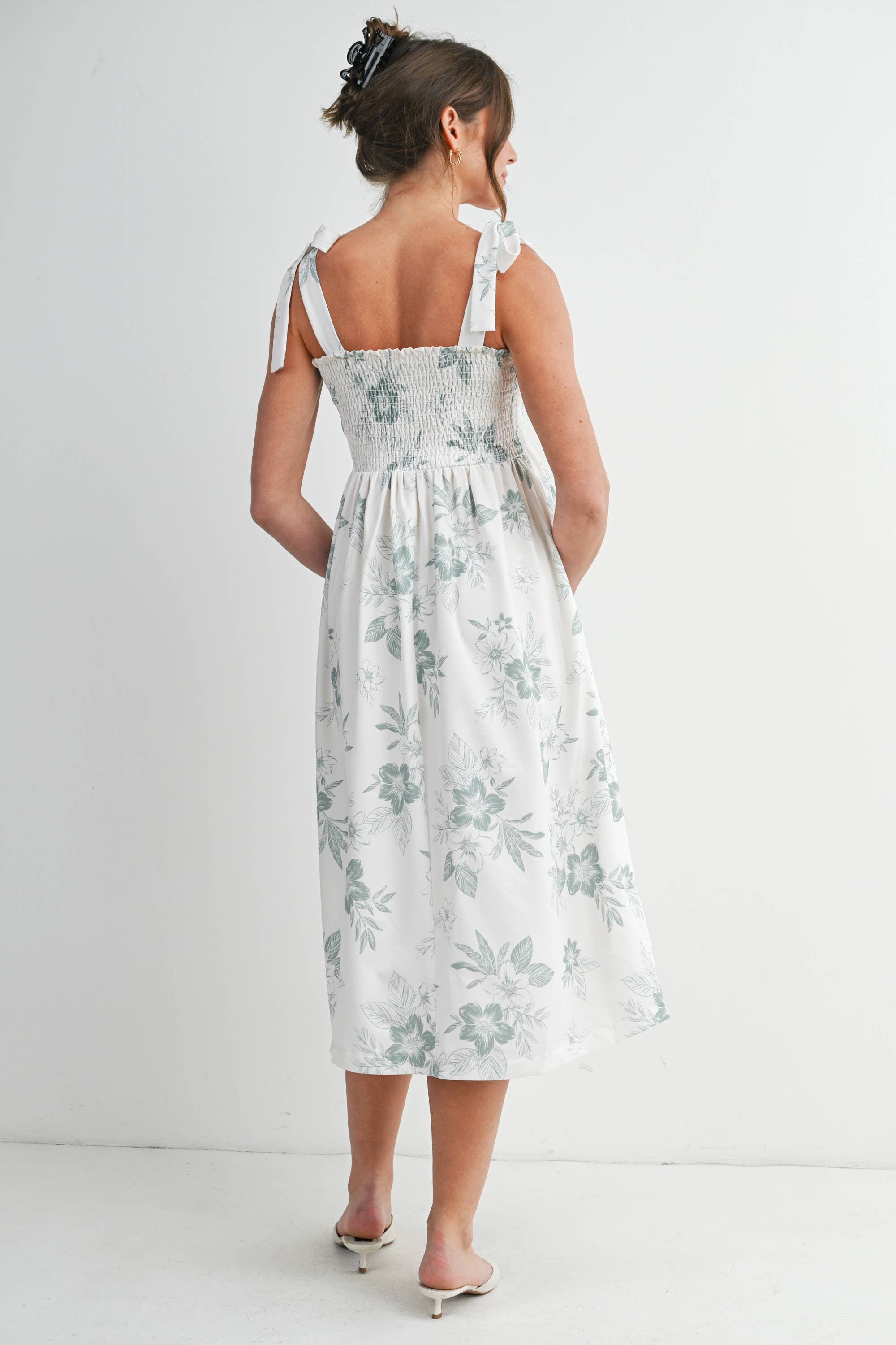 Maternity Floral Smocked Midi Dress